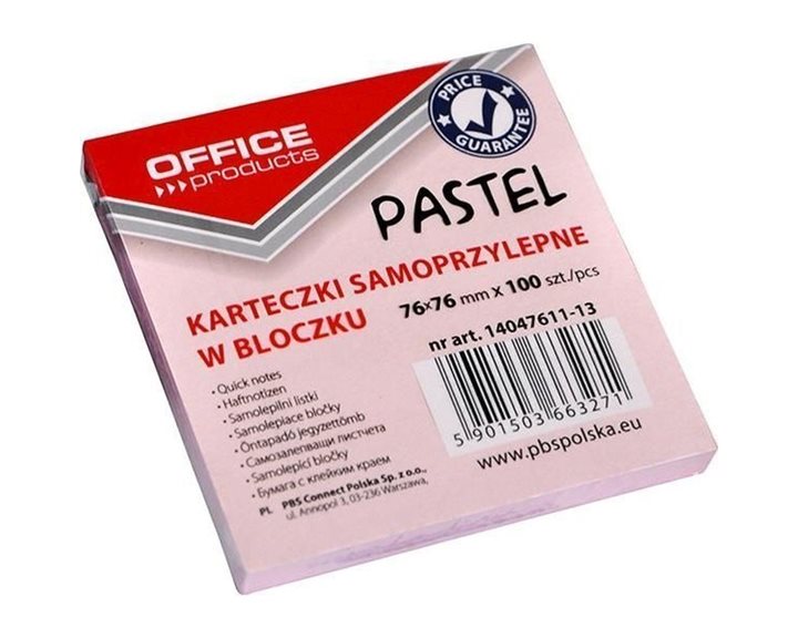 Αυτοκόλλητες Σημειώσεις Office Pastel Ροζ 76x76mm 100τμχ 14047611-13