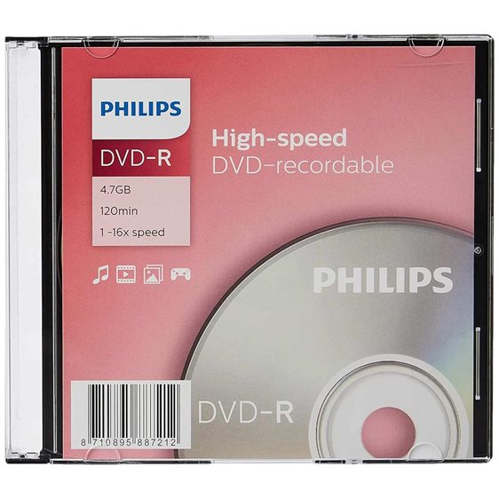 DVD-R Philips 80Min 4.7GB 52X Slim (  τιμή τεμαχίου )