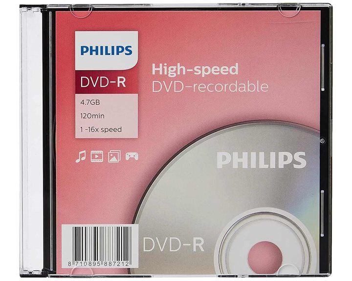 DVD-R Philips 80Min 4.7GB 52X Slim (  τιμή τεμαχίου )