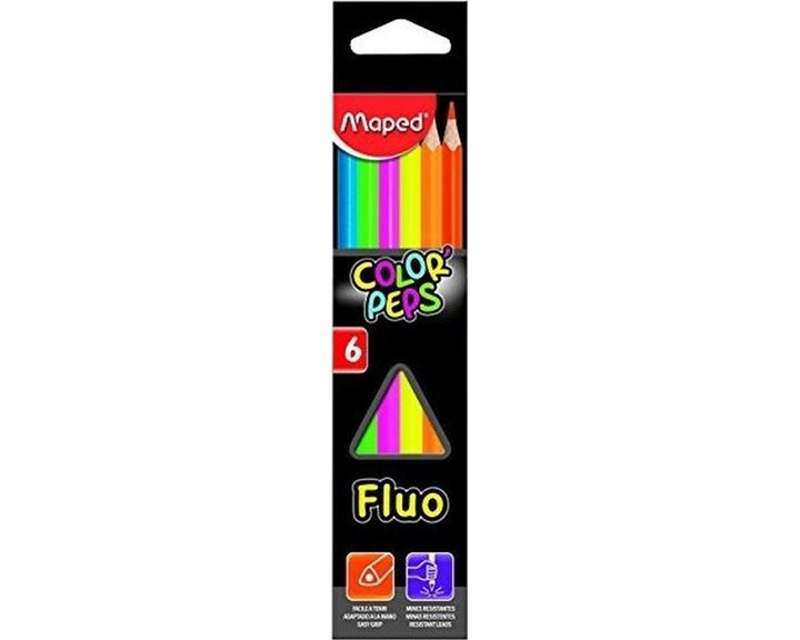 Ξυλομπογιές Maped Color Peps 6τμ. Fluo
