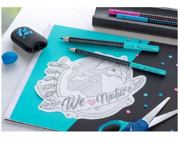 Μολύβι Faber-Castell HB Jumbo Grip Δίχρωμο Μαύρο-Τυρκουάζ 511912