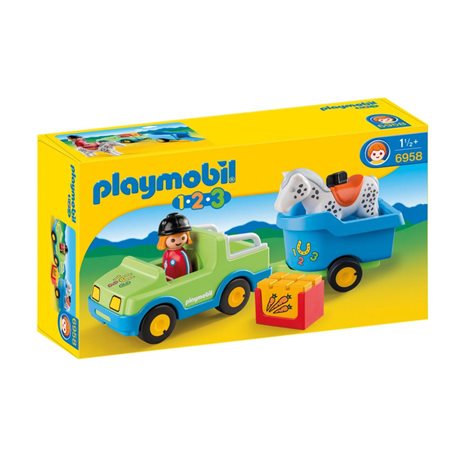 Playmobil Αυτοκίνητο Και Τρέιλερ Με Άλογο 6958