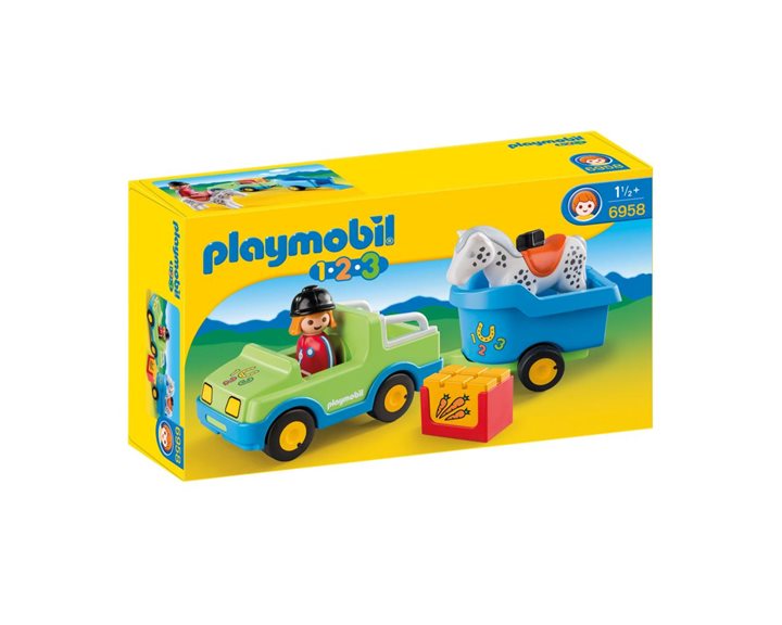 Playmobil Αυτοκίνητο Και Τρέιλερ Με Άλογο 6958