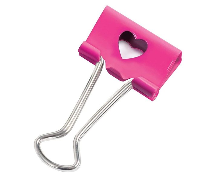 Κλιπς Rapesco Binder 19mm 20τεμ. Heart Ροζ