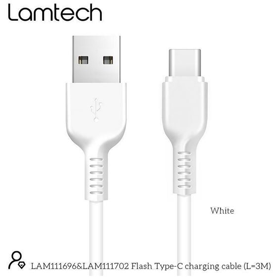 Lamtech Datacable Type C 3M White