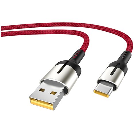 LAMTECH USB TYPE-C DATA CABLE 5A 1,2M RED