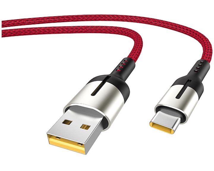 LAMTECH USB TYPE-C DATA CABLE 5A 1,2M RED