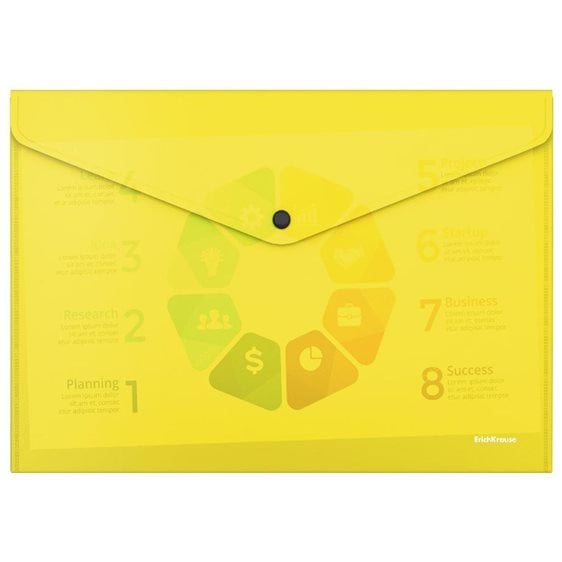 Φάκελος Κουμπί ErichKrause Α4 Glossy Neon Yellow 50309