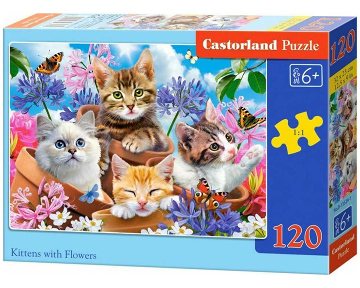 Παζλ Castorland 120 Τμχ. Kittens With Flowers 32x23cm B-13524-1