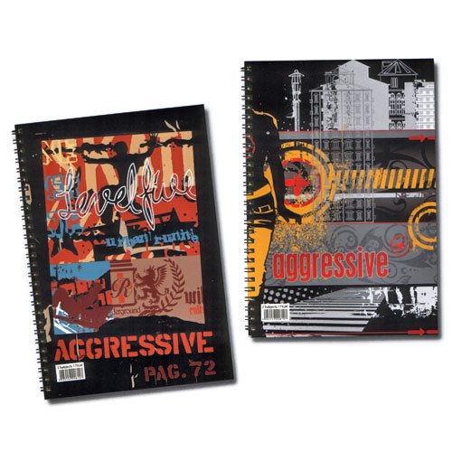 Τετράδιο Σπιράλ 17x25 Aggressive 4 Θεμάτων