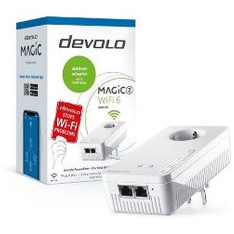 Devolo Powerline Magic 2 Wifi 6 (8811), 1x Magic 2 Wifi 6 (Wireless) Adapter, 2400Mbps, Shuko, AC Power Out Socket, 3YW. 8811