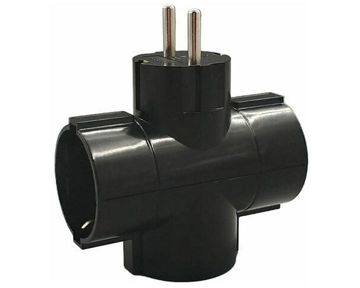 LAMTECH POWER SOCKET SPLITTER WITH 3 SCHUKO OUTLETS BLACK