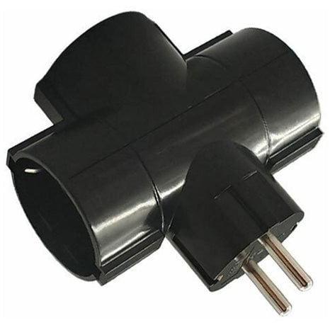 LAMTECH POWER SOCKET SPLITTER WITH 3 SCHUKO OUTLETS BLACK