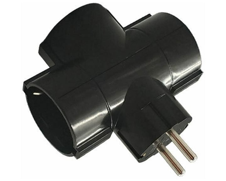 LAMTECH POWER SOCKET SPLITTER WITH 3 SCHUKO OUTLETS BLACK