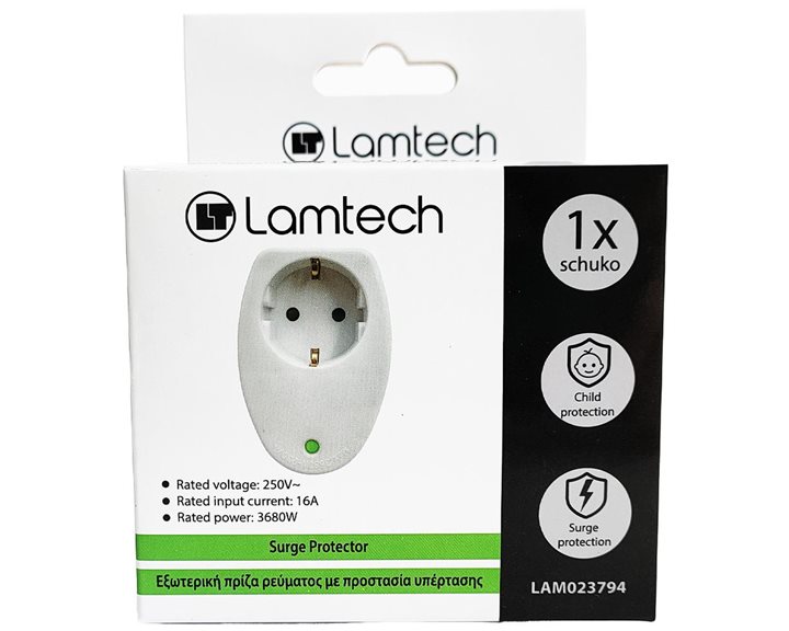 LAMTECH SURGE PROTECTOR 16A 250V 3680W WHITE