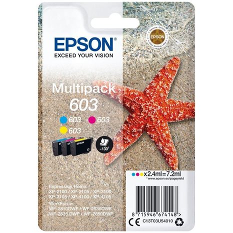 Μελάνι Epson 603 Multipack (Cyan-MAgenta-Yellow) C13T03U54010