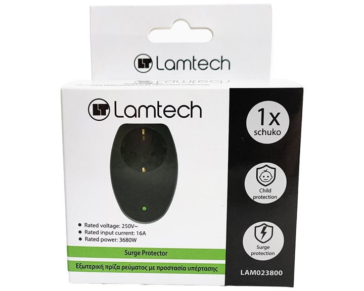 LAMTECH SURGE PROTECTOR 16A 250V 3680W BLACK