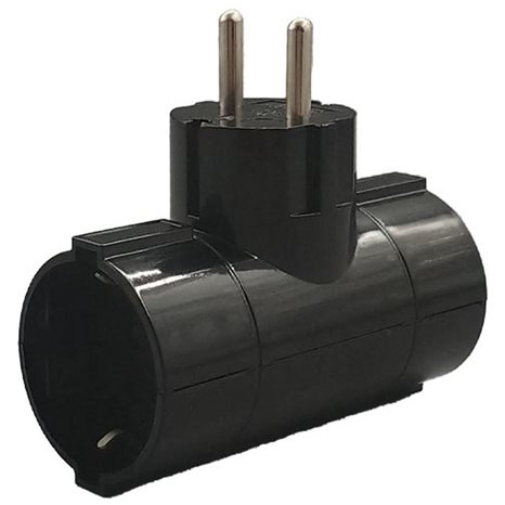 LAMTECH POWER SOCKET SPLITTER WITH 2 SCHUKO OUTLETS BLACK
