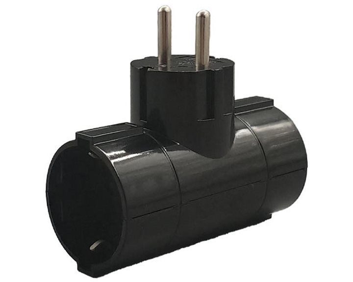 LAMTECH POWER SOCKET SPLITTER WITH 2 SCHUKO OUTLETS BLACK