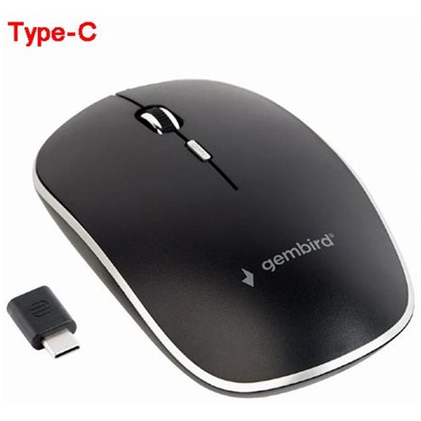Gembird Silent Wireless Optical Mouse Black Type-C Receiver
