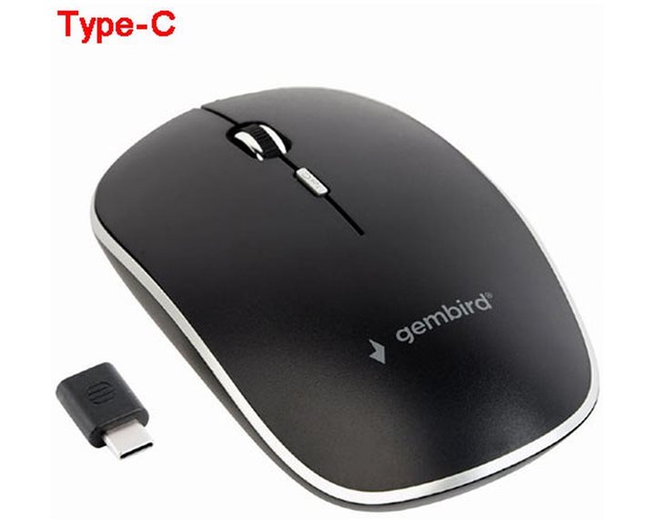 Gembird Silent Wireless Optical Mouse Black Type-C Receiver