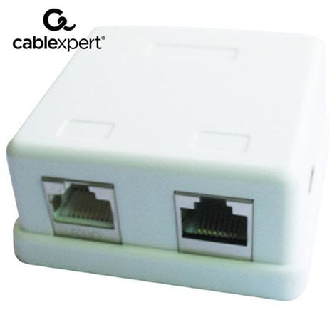 CABLEXPERT TWO JACK SYRFACE MOUNT BOX WITH 2 CAT5e HALF-SHIELDED KEYSTONE JACKS
