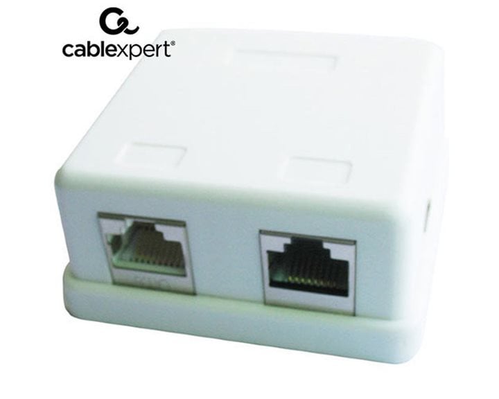 CABLEXPERT TWO JACK SYRFACE MOUNT BOX WITH 2 CAT5e HALF-SHIELDED KEYSTONE JACKS