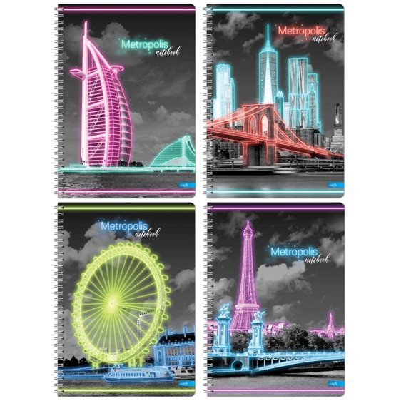 Τετράδιο Σπιράλ Lastva Σκληρό Εξώφυλλο Α4 80φ. Metropolis Collection 3135