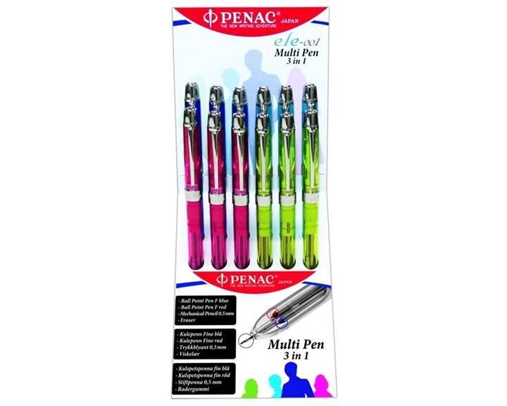 Σταντ Multifunction Pen Penac ele-001 (Μπλε, Κόκκινο, Μολύβι) 12pcs Διάφορα Χρώματα