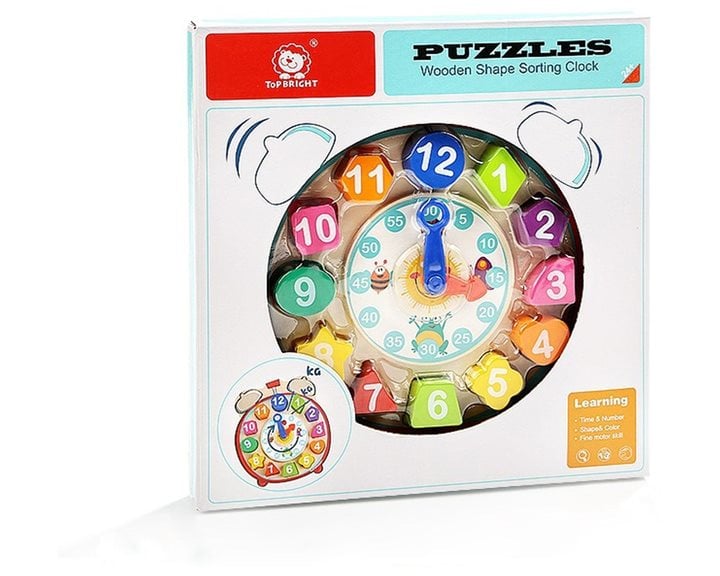 TopBright Wooden Shape Sorting Clock 120351