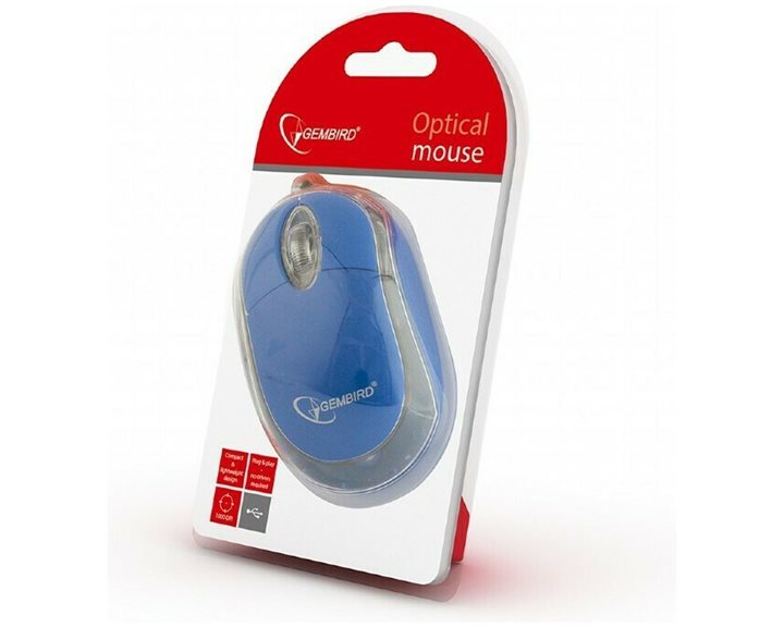 GEMBIRD WIRED USB OPTICAL MOUSE BLUE/TRANSPARENT