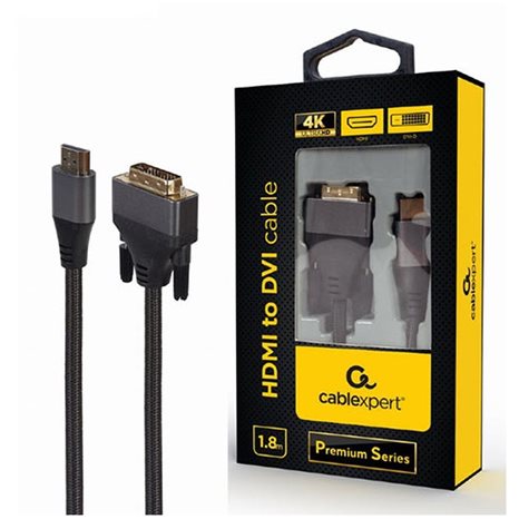 CABLEXPERT HDMI TO DVI CABLE PREMIUM SERIES 4K 1,8M RETAIL PACK