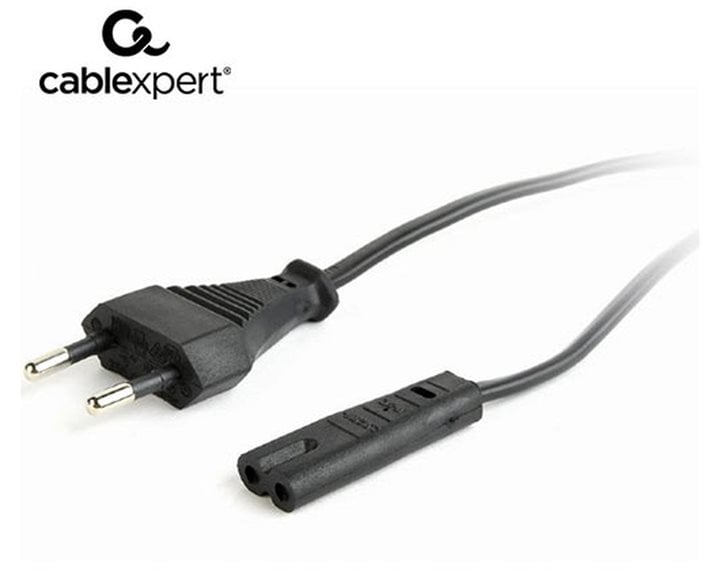 CABLEXPERT POWER CORD EU INPUT 2PIN PLUG BLACK 1,8M