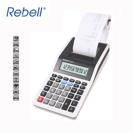 Αριθμομηχανή Rebell Print PDC10 200Χ102Χ45cm 12DIG TAX DAT