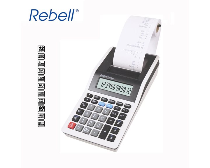 Αριθμομηχανή Rebell Print PDC10 200Χ102Χ45cm 12DIG TAX DAT