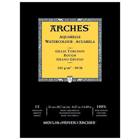 Arches Μπλοκ Ακουαρέλας Rough Grain 185gr A4 (21x29,7cm) 15 Φύλλων