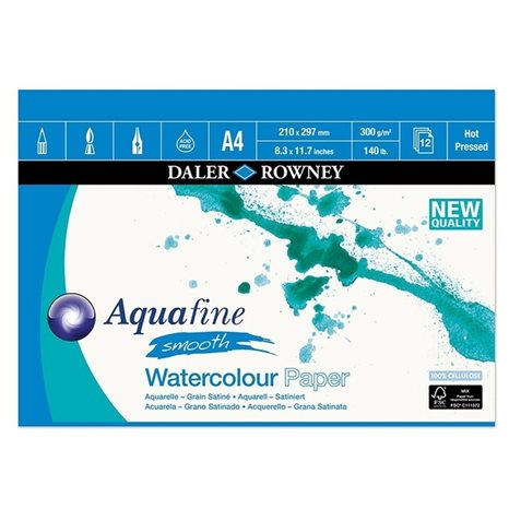 Μπλοκ Aquafine Pad Ακουαρέλας 300gr Smooth A4 12φ