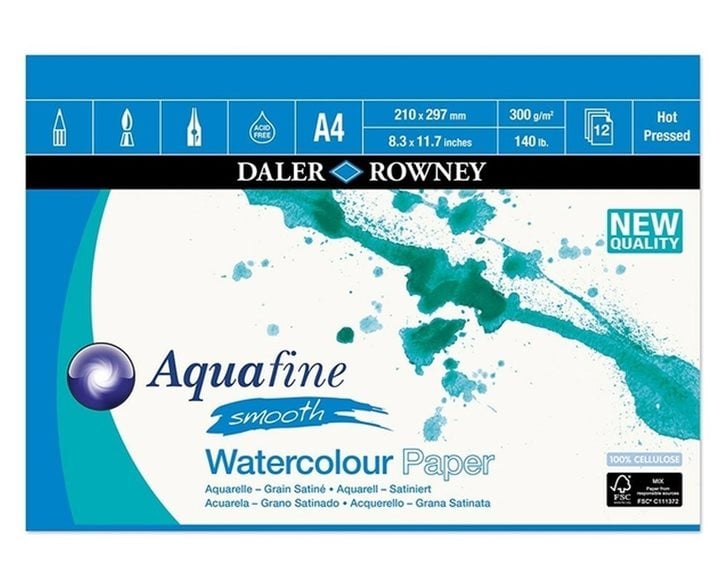 Μπλοκ Aquafine Pad Ακουαρέλας 300gr Smooth A4 12φ