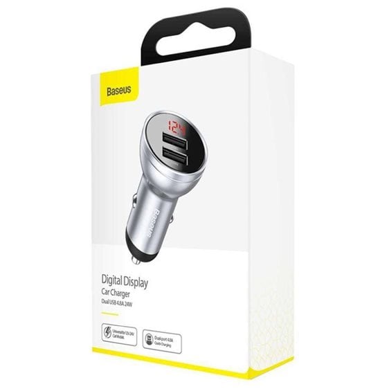 Baseus Car Charger Digital Display Ασημί (24W)  (CCBX-0S) (BASCCBX-0S)