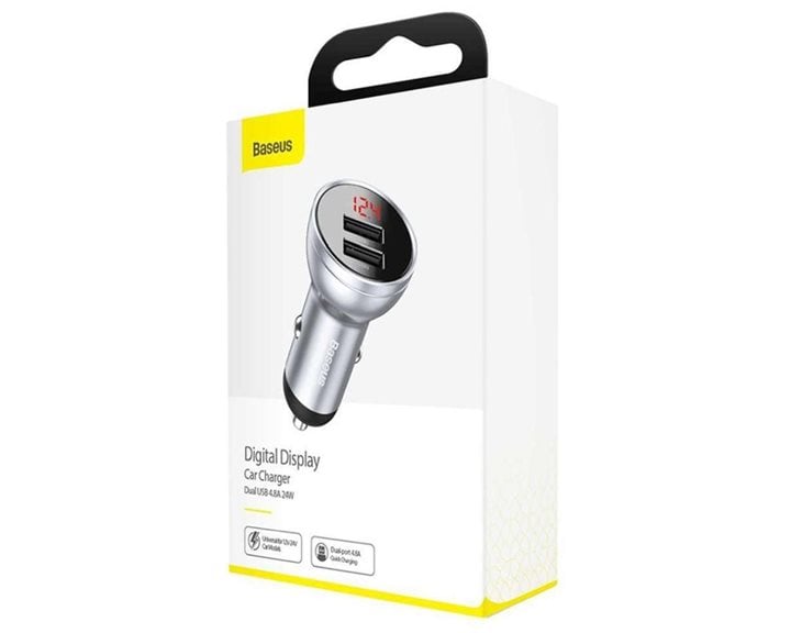 Baseus Car Charger Digital Display Ασημί (24W)  (CCBX-0S) (BASCCBX-0S)