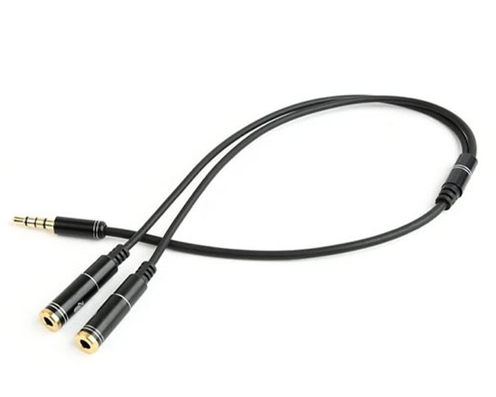 CABLEXPERT 3,5mm AUDIO + MICROPHONE ADAPTER CABLE 0,2m METAL CONNECTORS