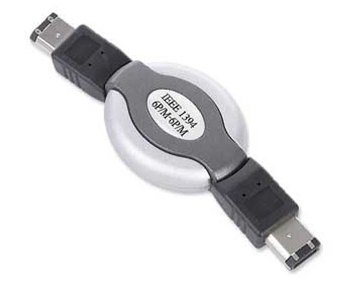 CABLEXPERT COMPACT RETRACTABLE FIREWIRE (IEEE 1394 STANDARD) CABLE 6PM TO 6PM GOLD PLATTED CONNECTOR