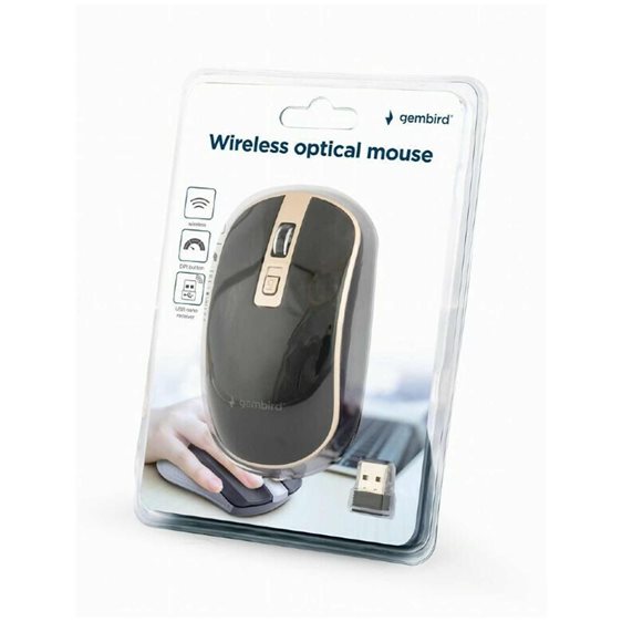 Gembird Wireless Optical Mouse Black-Gold