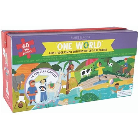 Παζλ Floss Rock 60τμχ One World με 16 Pop Out Φιγούρες 43P6369