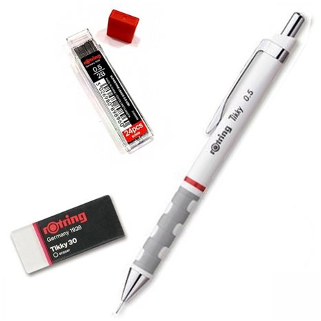 Μολύβι Μηχανικό Rotring Tikky 0.5mm White Δώρο Μύτες και Γόμα