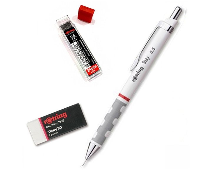 Μολύβι Μηχανικό Rotring Tikky 0.5mm White Δώρο Μύτες και Γόμα