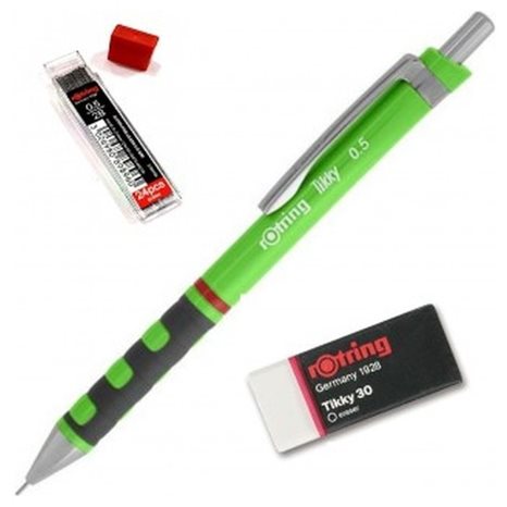 Μολύβι Μηχανικό Rotring Tikky 0.5mm Neon Green Δώρο Μύτες και Γόμα