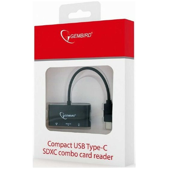 GEMBIRD COMPACT USB TYPE-C SDXC COMBO CARD READER BLACK