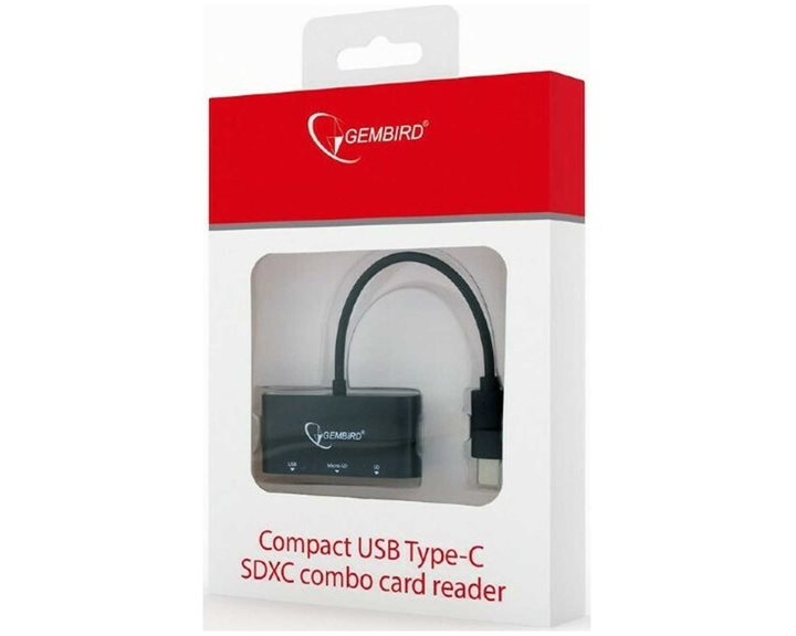GEMBIRD COMPACT USB TYPE-C SDXC COMBO CARD READER BLACK