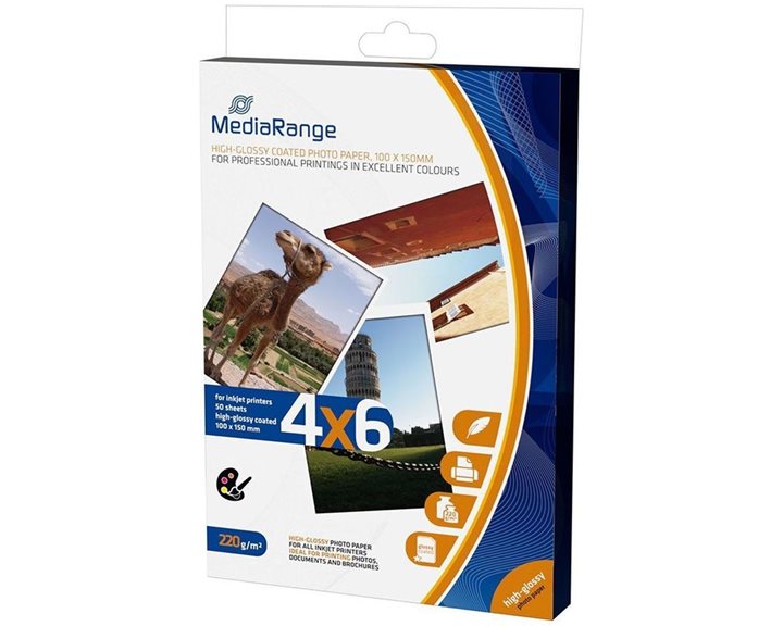 Φωτογραφικές Κάρτες MediaRange για Inkjet Εκτυπωτές High-Glossy 220g/m² 50 Φύλλα (MRINK104)
